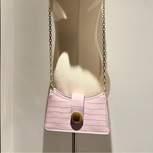 Chic Pink Croc-Embossed Crossbody Bag